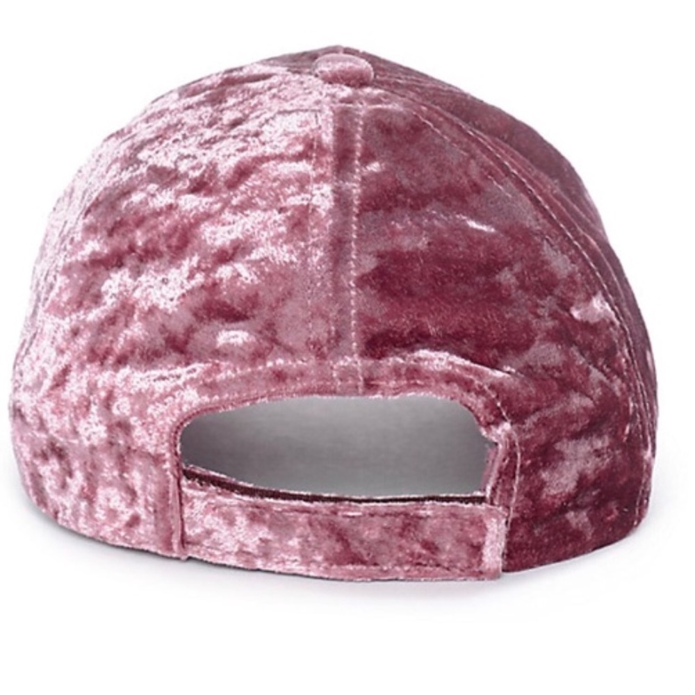 Rose Gold Pink Crushed Velvet Baseball Cap - Picture 2 of 6